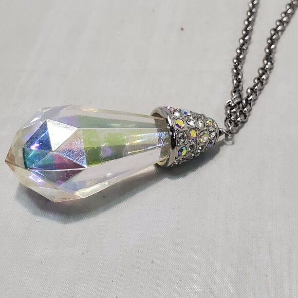 Banana Republic Silver Chain Pear Drop with Rhinestones Necklace: - Picture 6 of 7